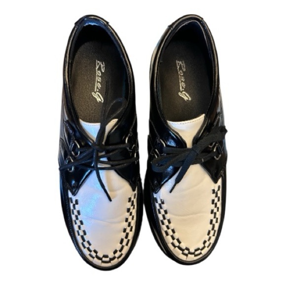 Rose.G Black White Punk Lace Up Platform Creepers Shoe Size 10 Retro 90s Unisex - Picture 5 of 16